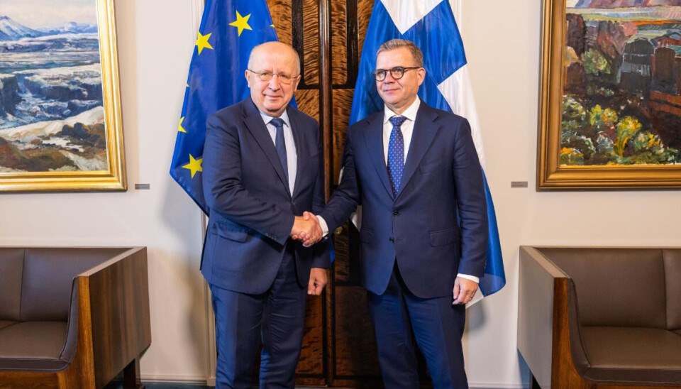 “We are moving at a good pace – the planning is already underway, and the Defence Commissioner’s visit to Finland sends a concrete message that our vision and expertise are needed,” Prime Minister Petteri Orpo (right) said on Friday. European Commissioner for Defence and Space Andrius Kubilius is at left.