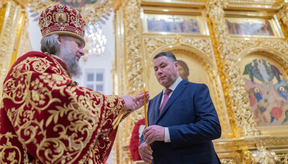 Igor Rudenya is a man closely connected with the Russian Orthodox Church. Here with Metropolitan Amvrosii of Tver.
