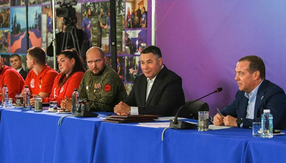 Igor Rudenya and Dmitry Medvedev at military-style youth camp in Tver.