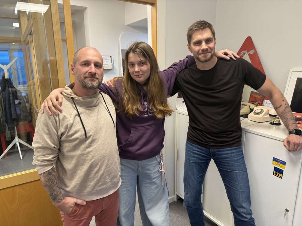The team of journalists that now are declared as 'foreign agents' by Russia's Ministry of Justice; Denis Zagore (left), Olesia Krivtsova and Georgii Chentemirov.
