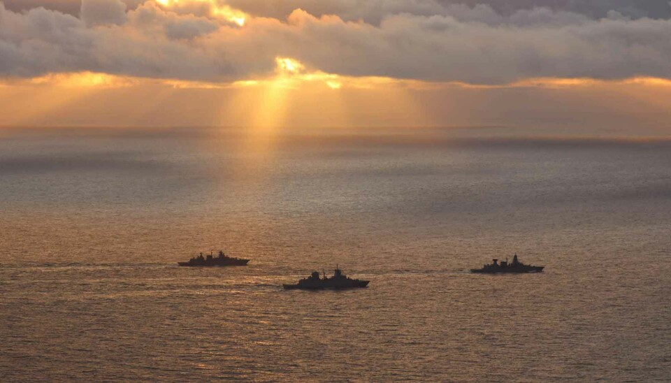 The frigate Sachsen leads the German contingent in the Maritime Firing Exercise (MFEMissile Firing Exercise) off the Norwegian coast of Andøya.
