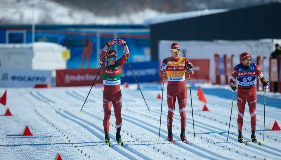 Savelii Korostelev (left) has repeatedly defeated Aleksandr Bolshunov (center) this year. Bolshunov is a part of Russia's National Guard (Rosgvardia) and is unlikely to be allowed to participate in international games this year.